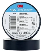 3M vinyl Elektrotape Temflex 165, 15 mm x 10 mtr. sort
