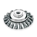 Keglebørste ø 125 mm, M14 gevind, 0,50 mm snoet ståltråd