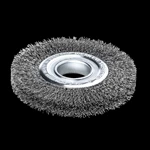 Stålbørste ø 150 x 32 mm, 40 mm hul (+bøsninger), 0,20 mm tråd