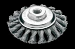 Keglebørste ø 115 mm, M14 gevind, 0,50 mm snoet ståltråd